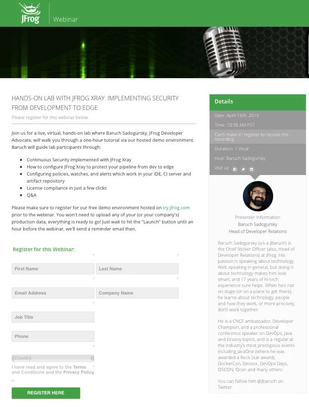 webinar landing page