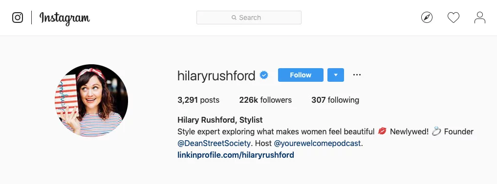 Instagram profile