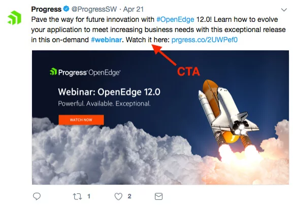 Call to action on Twitter