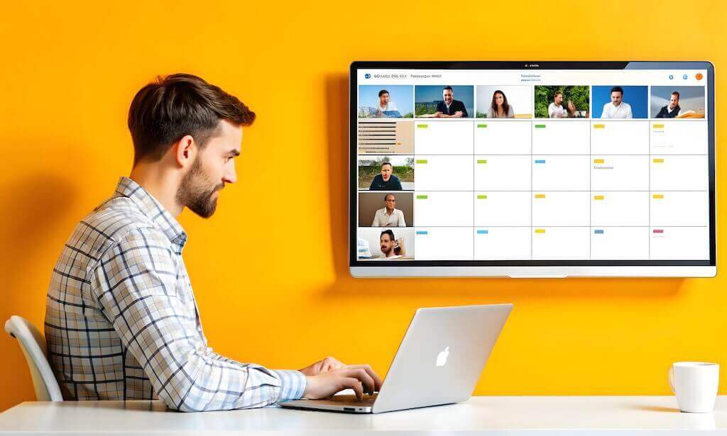 Group of people attending a weekly webinar session via video conference