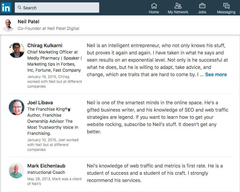 LinkedIn reviews