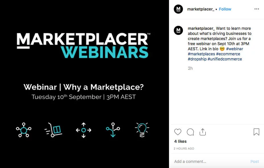 webinar hashtag on Instagram