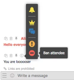 Ban attendee during a webinar session