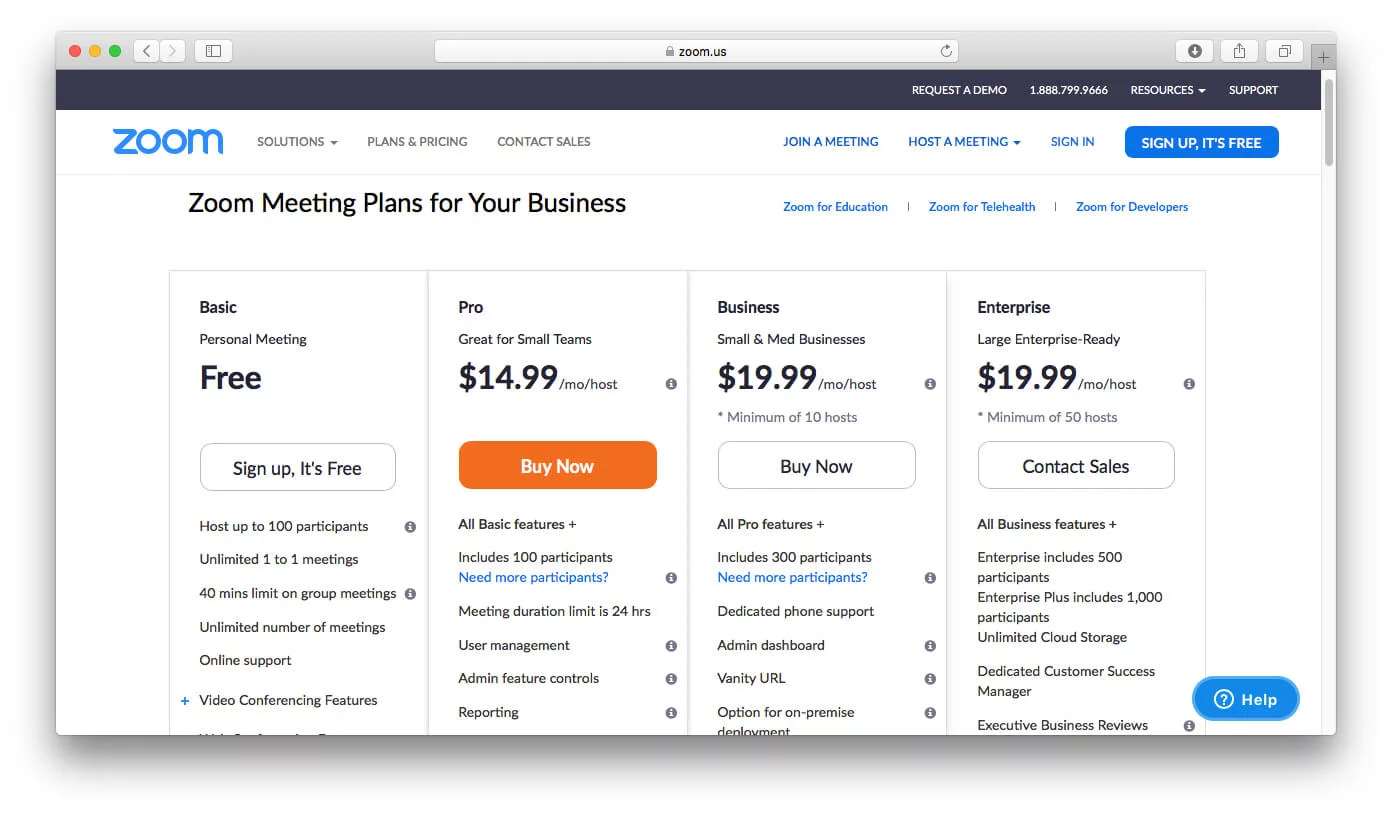 Zoom pricing