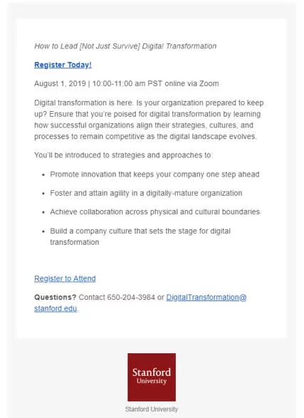 Stanford Webinar Invitation