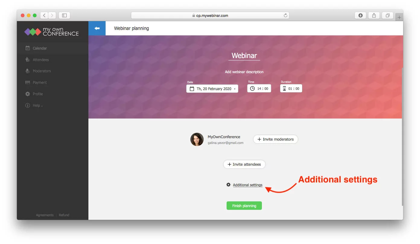 Linking webinar events to user data in real time Additional settings