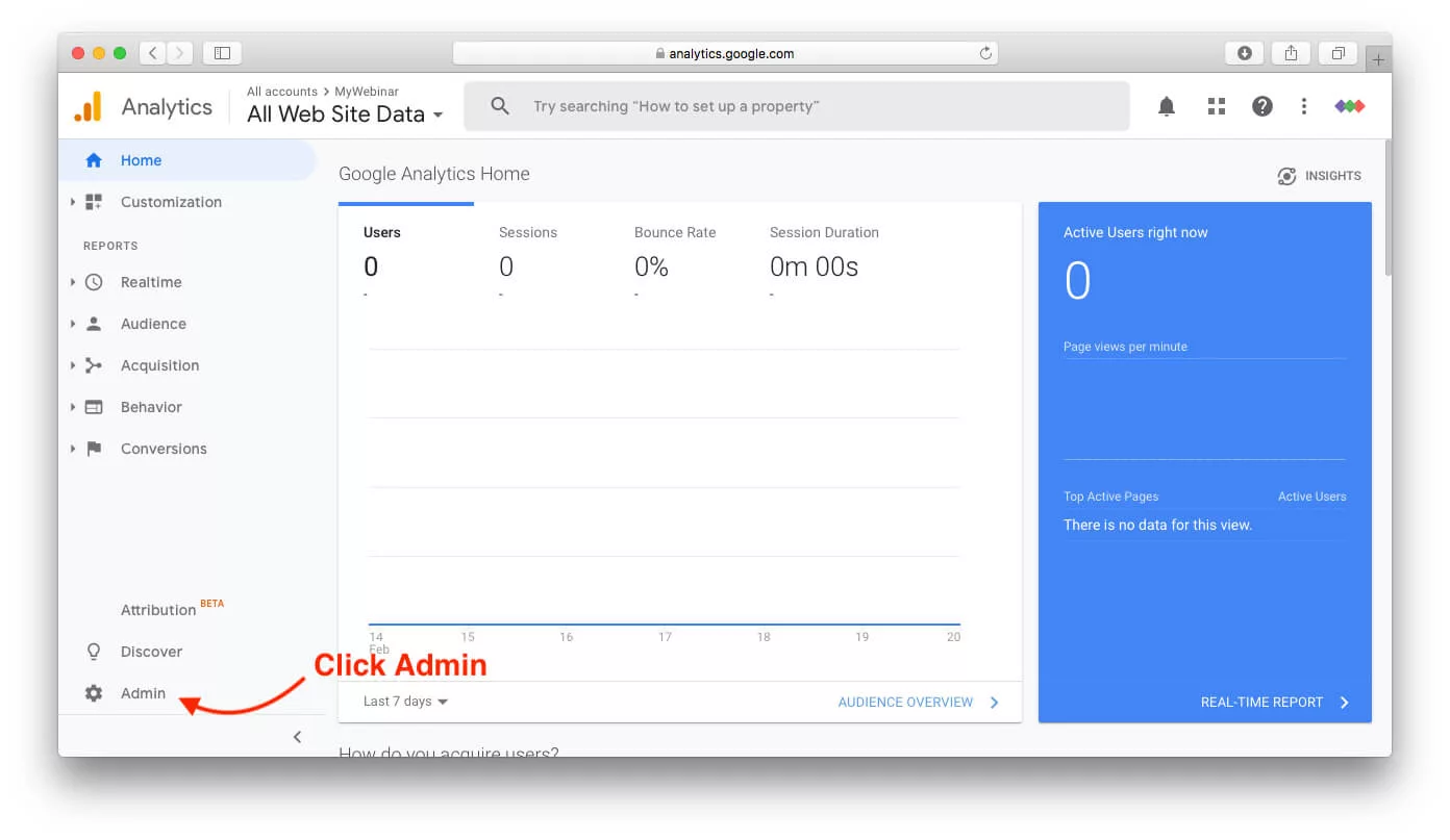 Monitoring webinar performance metrics through Google Analytics Click admin