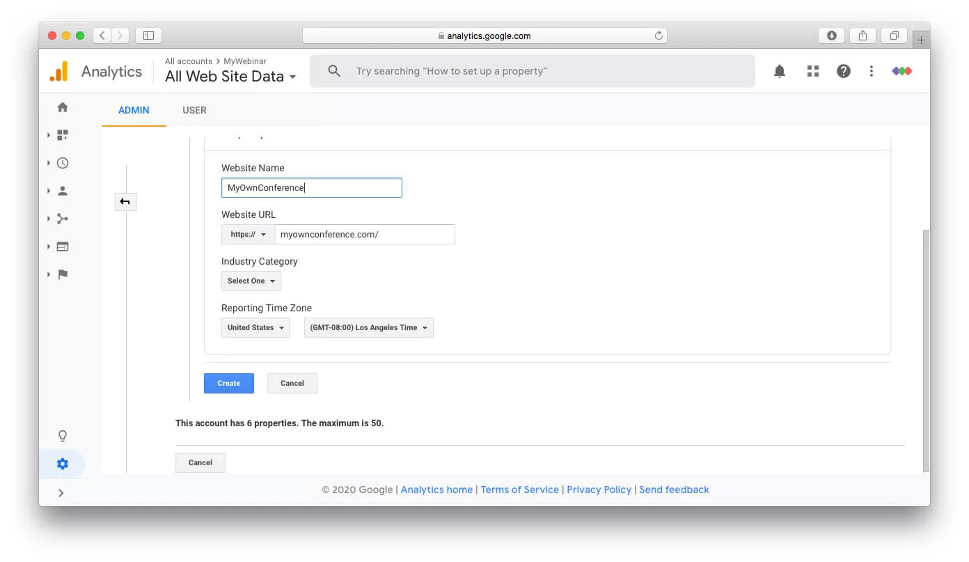 Using analytics insights to optimize webinar strategy Google Analytics new property
