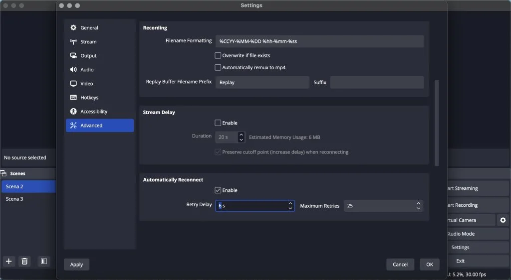 Configure stream delay to improve quality
