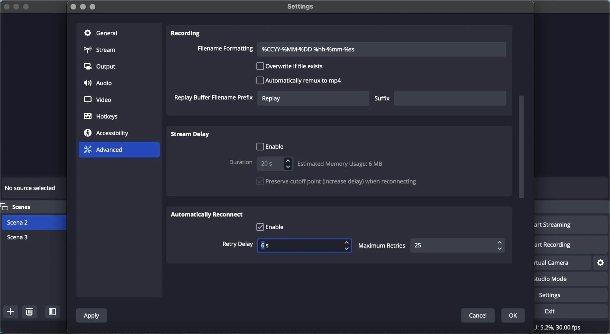 Default retry delay Configure stream delay to improve quality