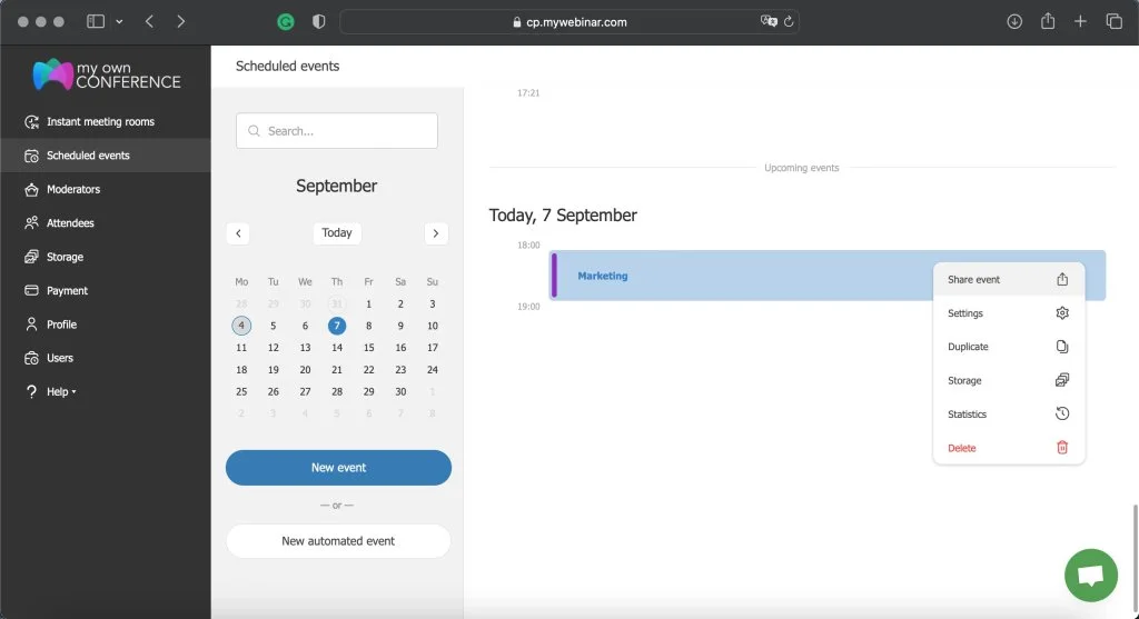 Webinar links section
