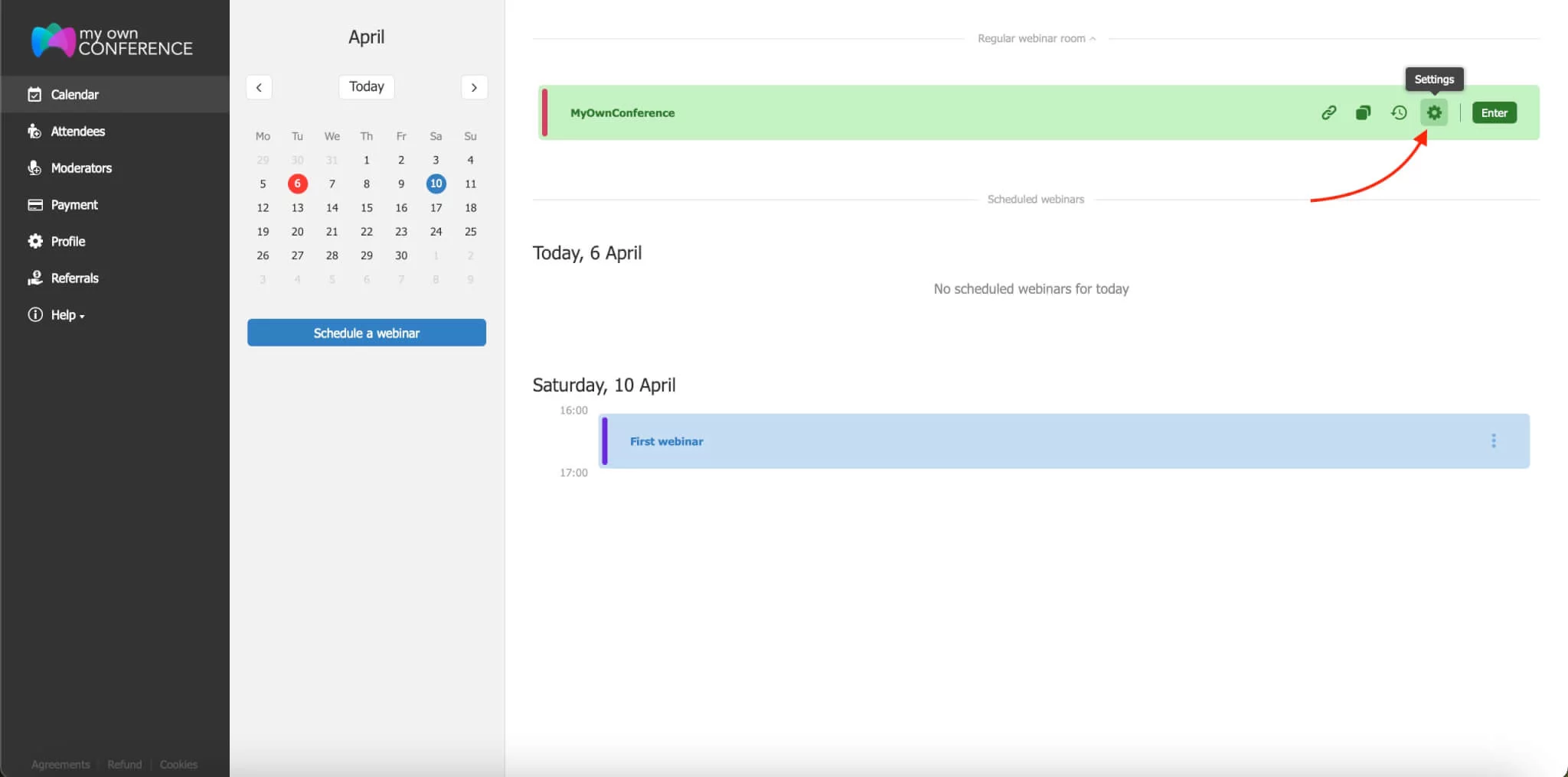 MyOwnConference API integration interface with step-by-step instructions Screenshot of API integration guide interface on the MyOwnConference webinar platform
