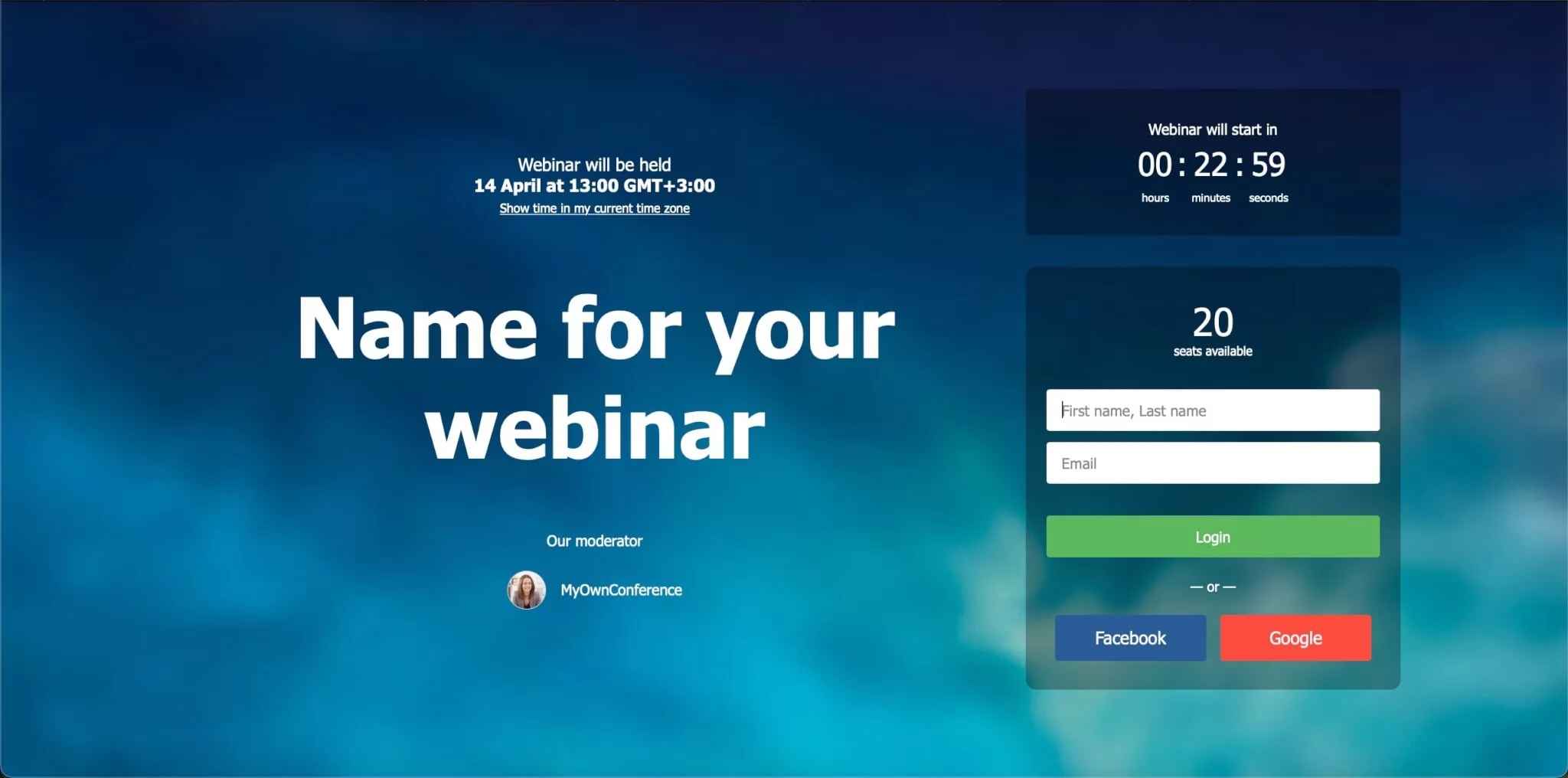 Webinar attendee guide – registration page