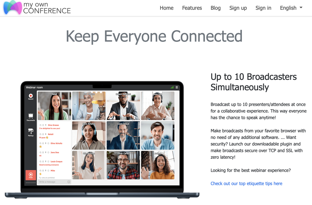 Web conferencing platform MyOwnConference