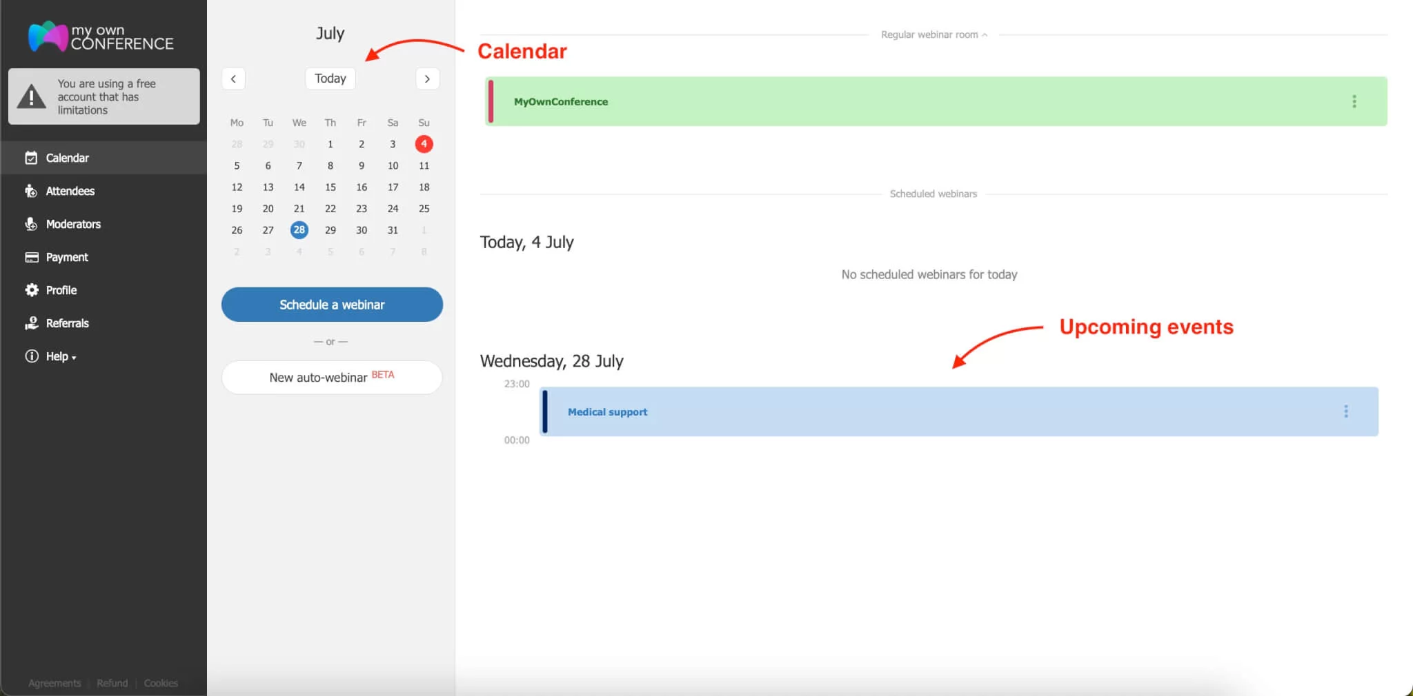Calendar/upcoming events