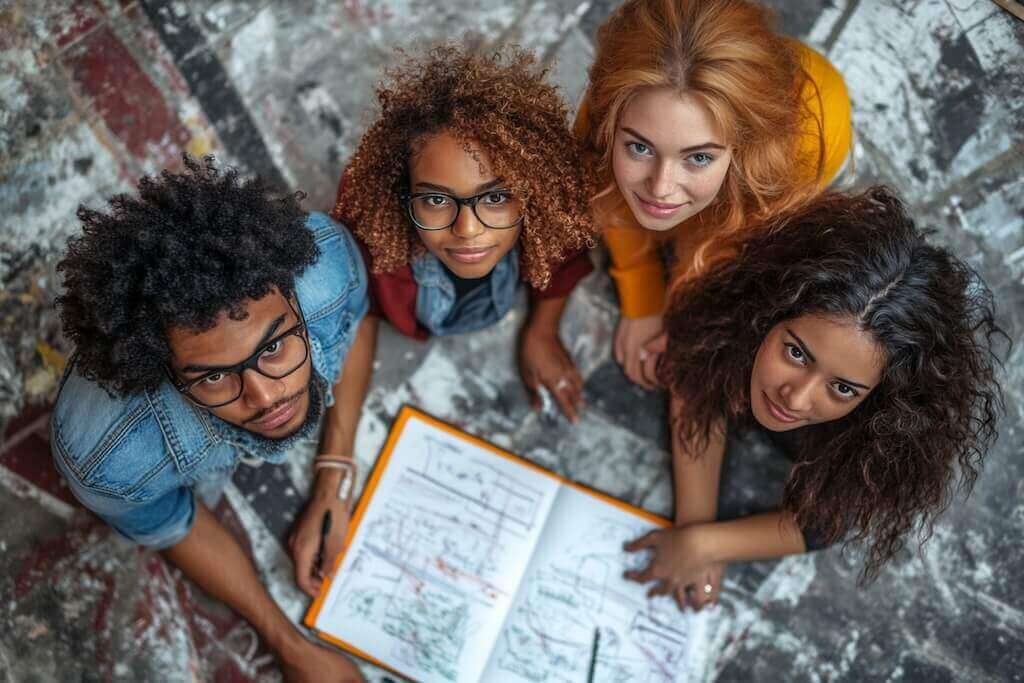 Gen Z’s vision of modern remote education Digital learning concept with abstract shapes