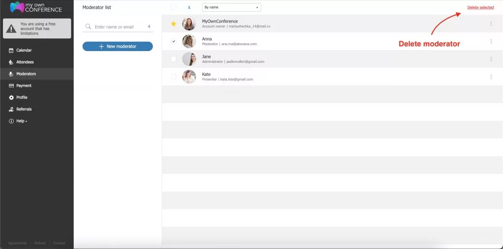 Remove moderator