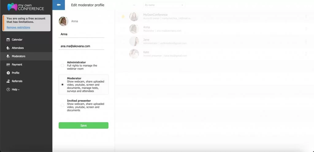 How to change a moderator’s role