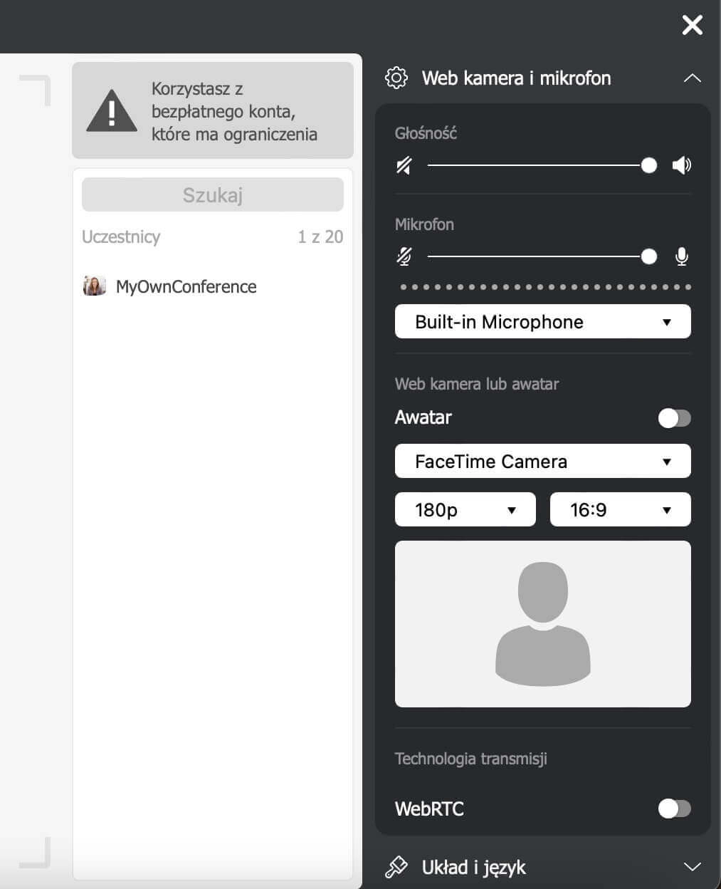 Lower the quality of the camera Webcam settings
