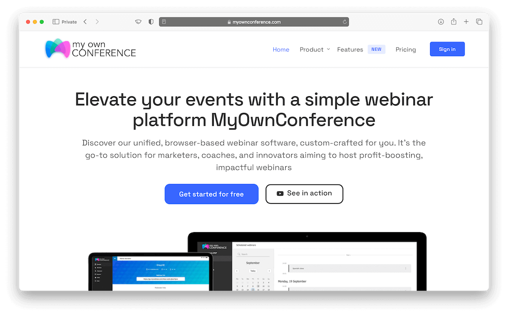 Elevate your events with a simple webinar platform MyOwn­Conference