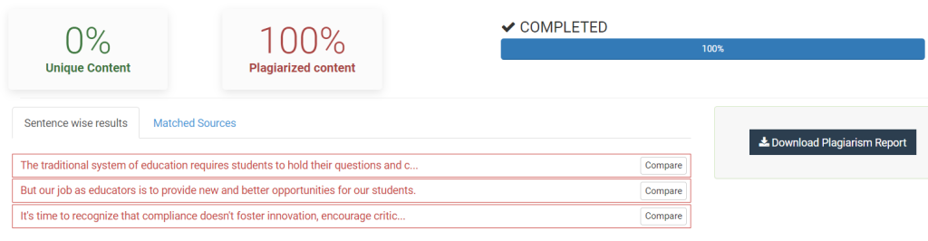 Digital learning — scan for plagiarism