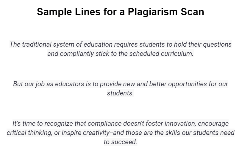 Digital Learning — text for plagiarism checker