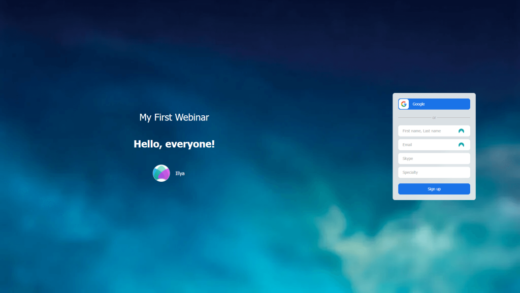 Landing page example