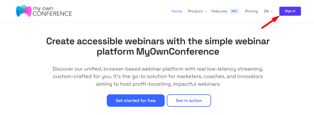MyOwnConference website home page