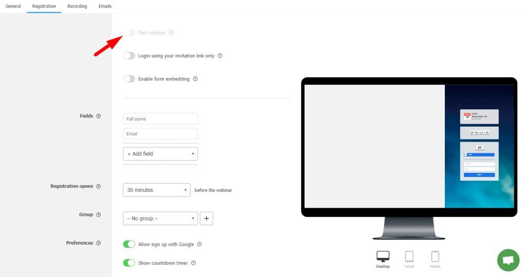 Paid webinars