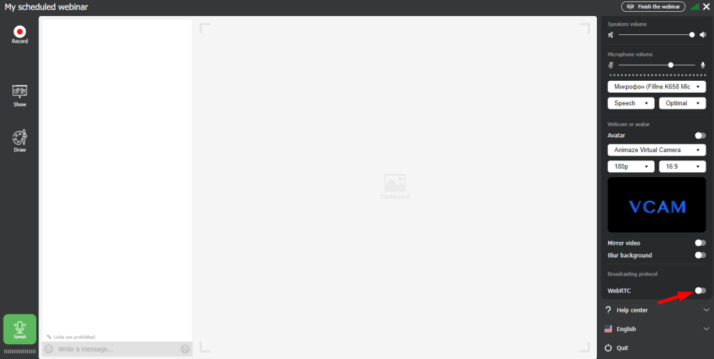 Click to disable WebRTC