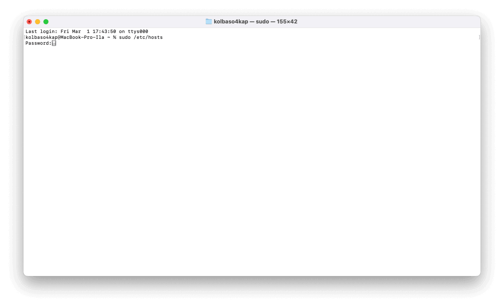 Provide your password in terminal macOS