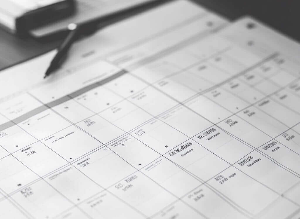 Choosing the best days to schedule your webinar Paper calendar with pen, representing webinar planning and scheduling days