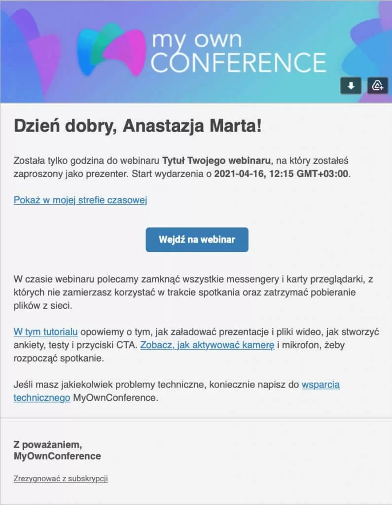 zaproszenie prezenterów i moderatorów na webinarium