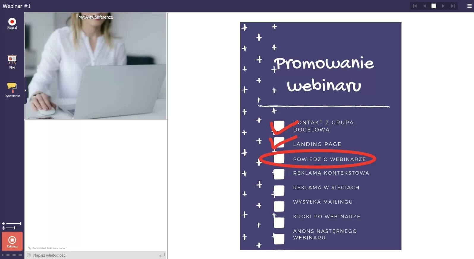 narzędzia do rysowania na webinarze