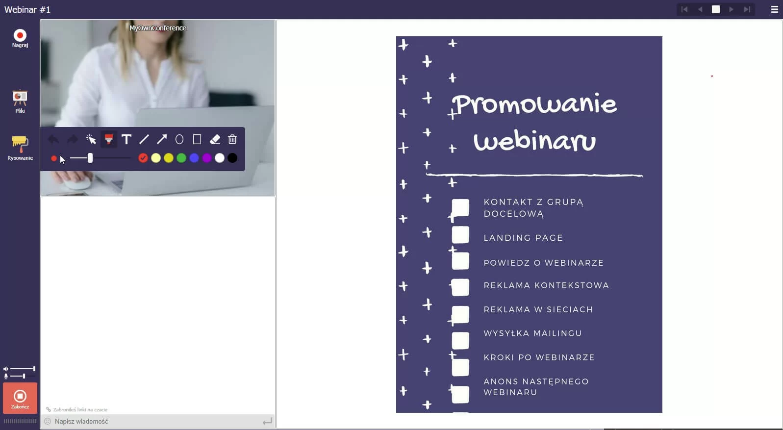 rysowanie na pulpicie podczas webinaru