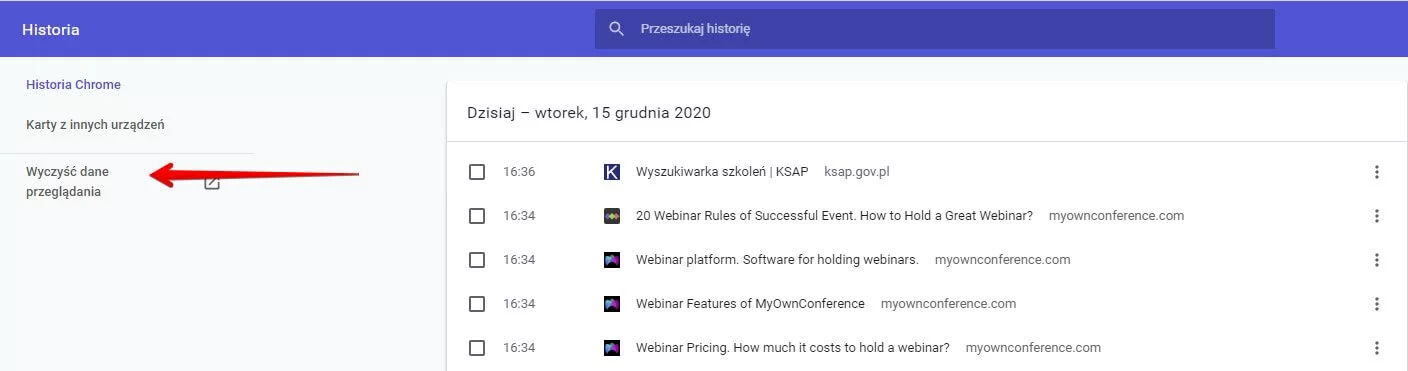 dane przeglądania