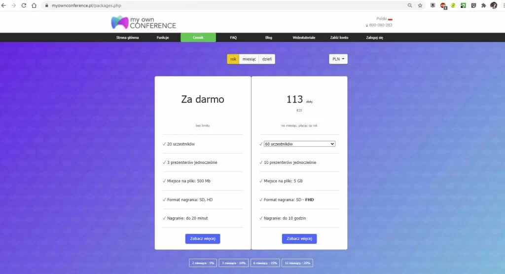 darmowy plan na webinary