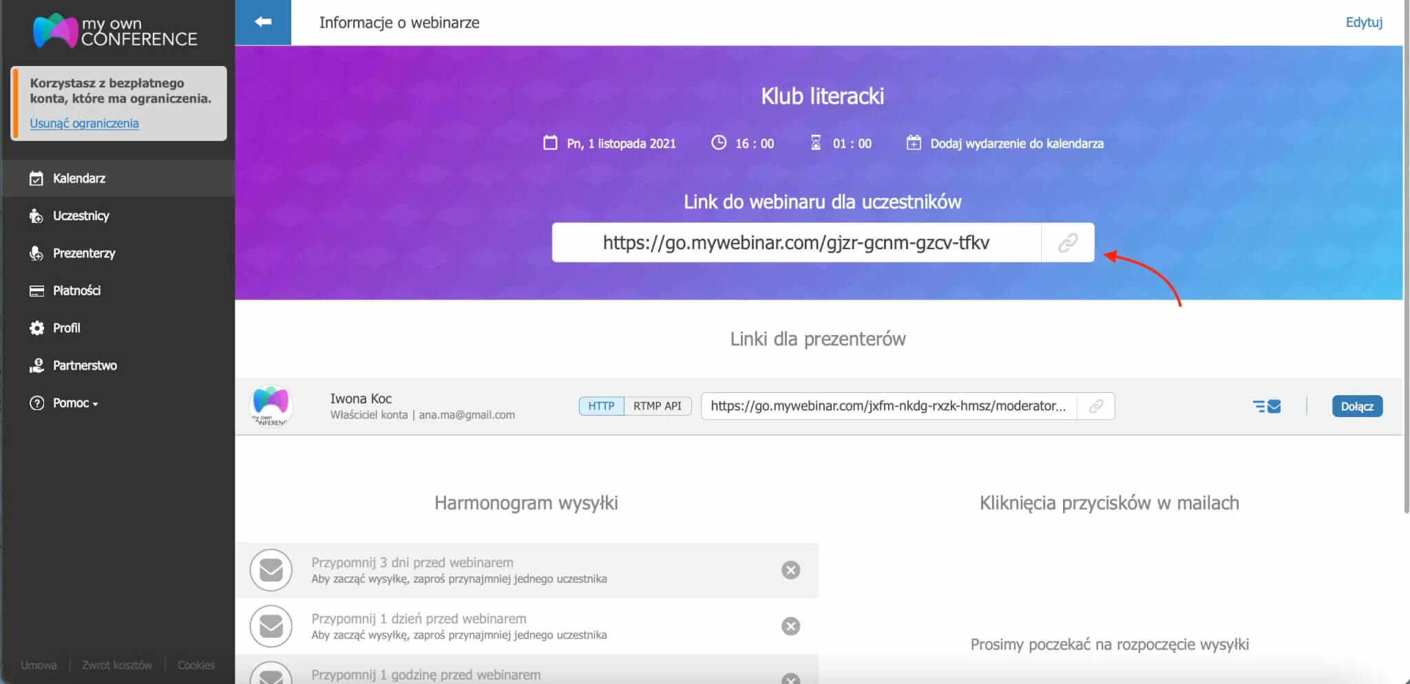 Link do uczestników
