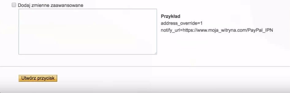 wypełnienie danych przycisku płatności
