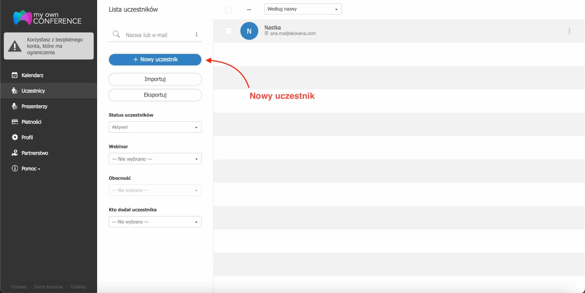 Dodawanie uczestnika