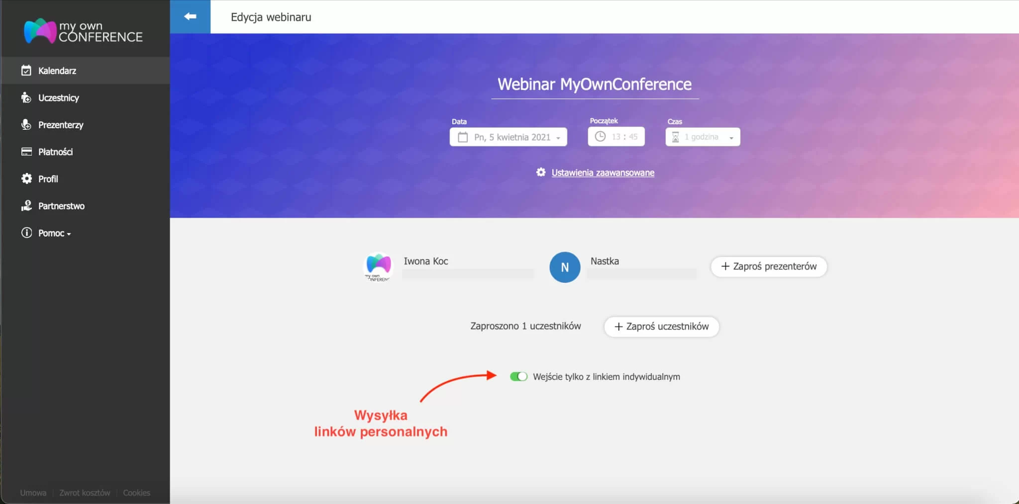 Wysylka linkow personalnych