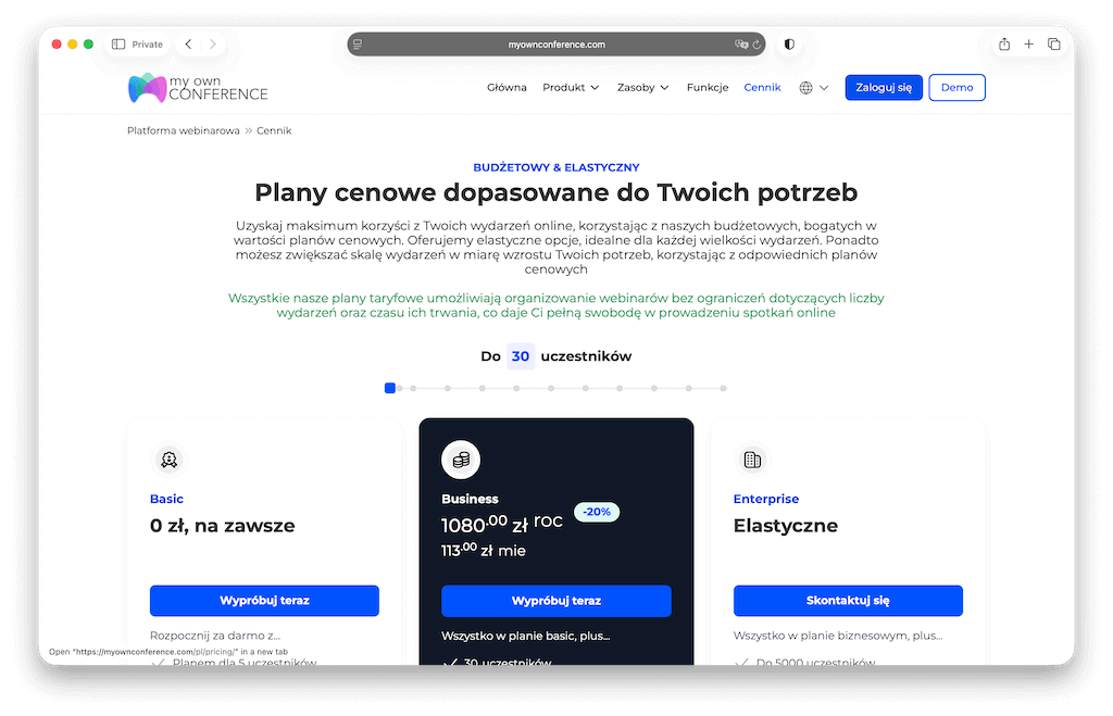 Darmowy plan na webinary