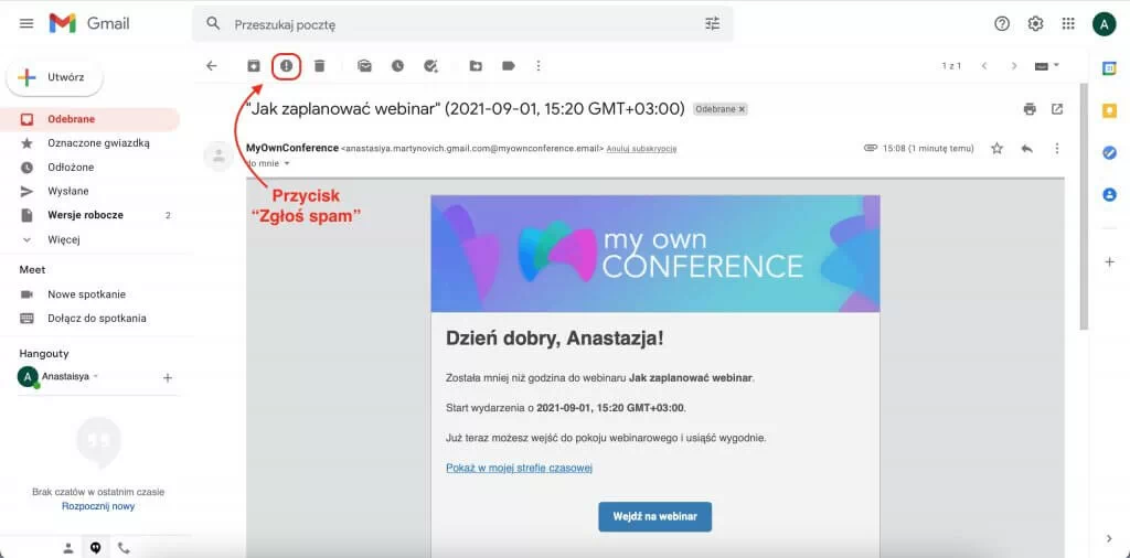 Przycisk spam