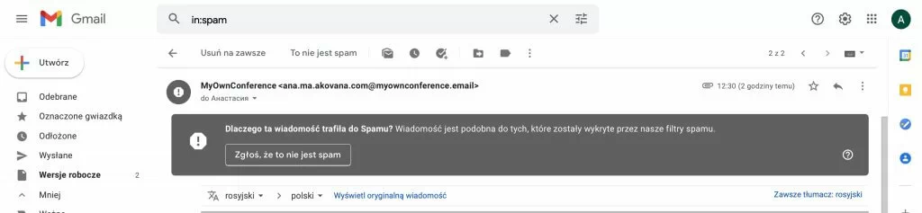 Wiadomosc spamowa