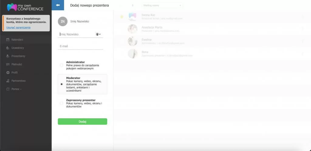 odpowiednią dla tego prezentera rola