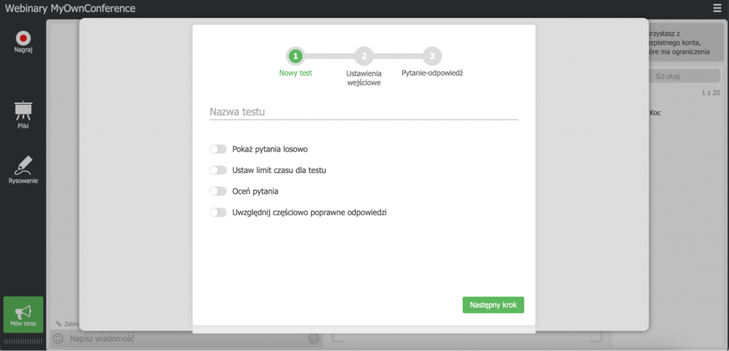 Tworzenie testu 1