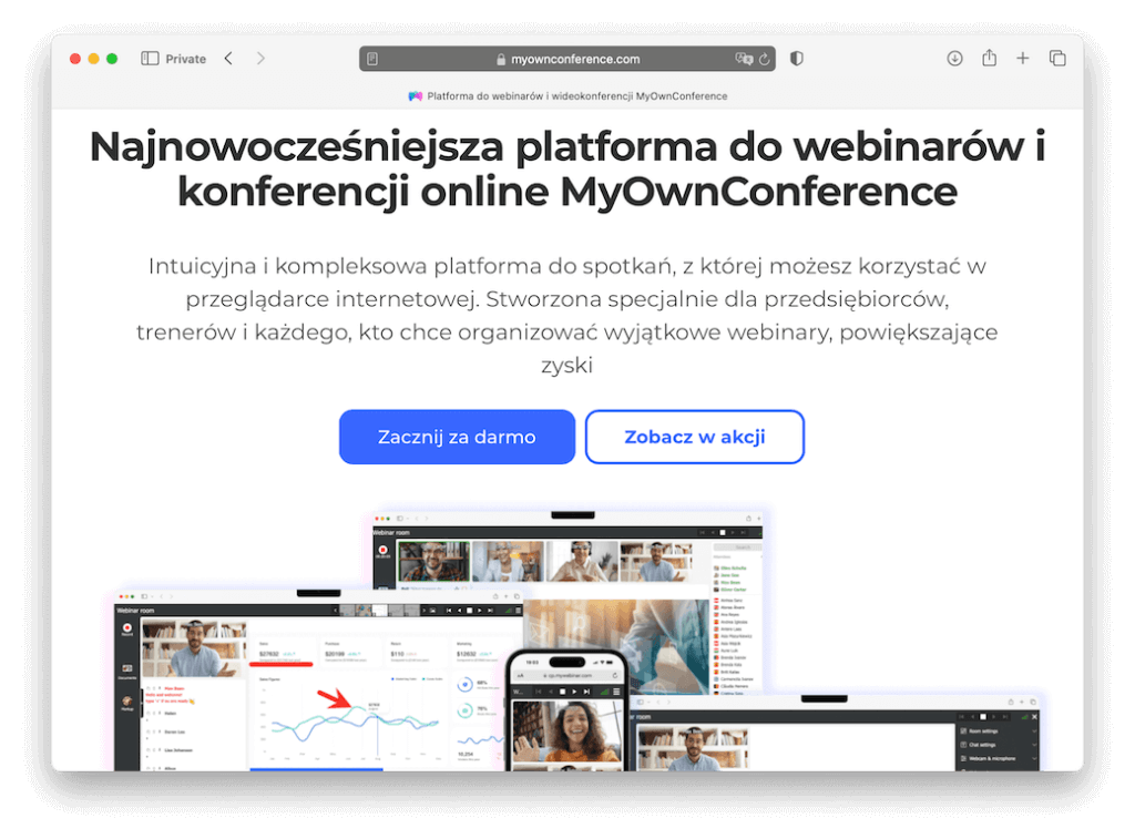 Najnowocześniejsza platforma do webinarów i konferencji online MyOwnConference