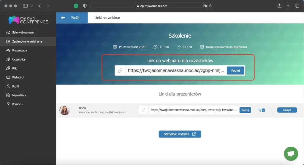 Link dla uczestników