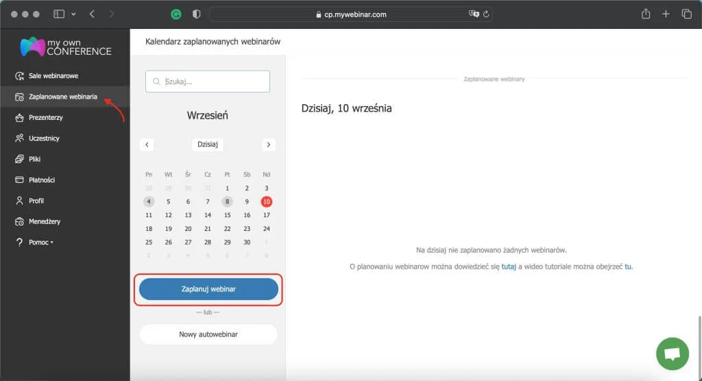 Zaplanowane webinaria