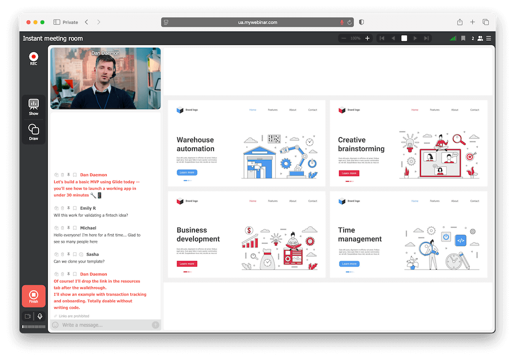 Coach erklärt Gründer:innen in einem Live-Webinar, wie sie ihr Pitch-Deck für Investoren verbessern können